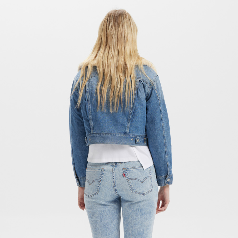 Levi's® Women's Warm Series Wool Collar Short Denim Jacket - 图片 2