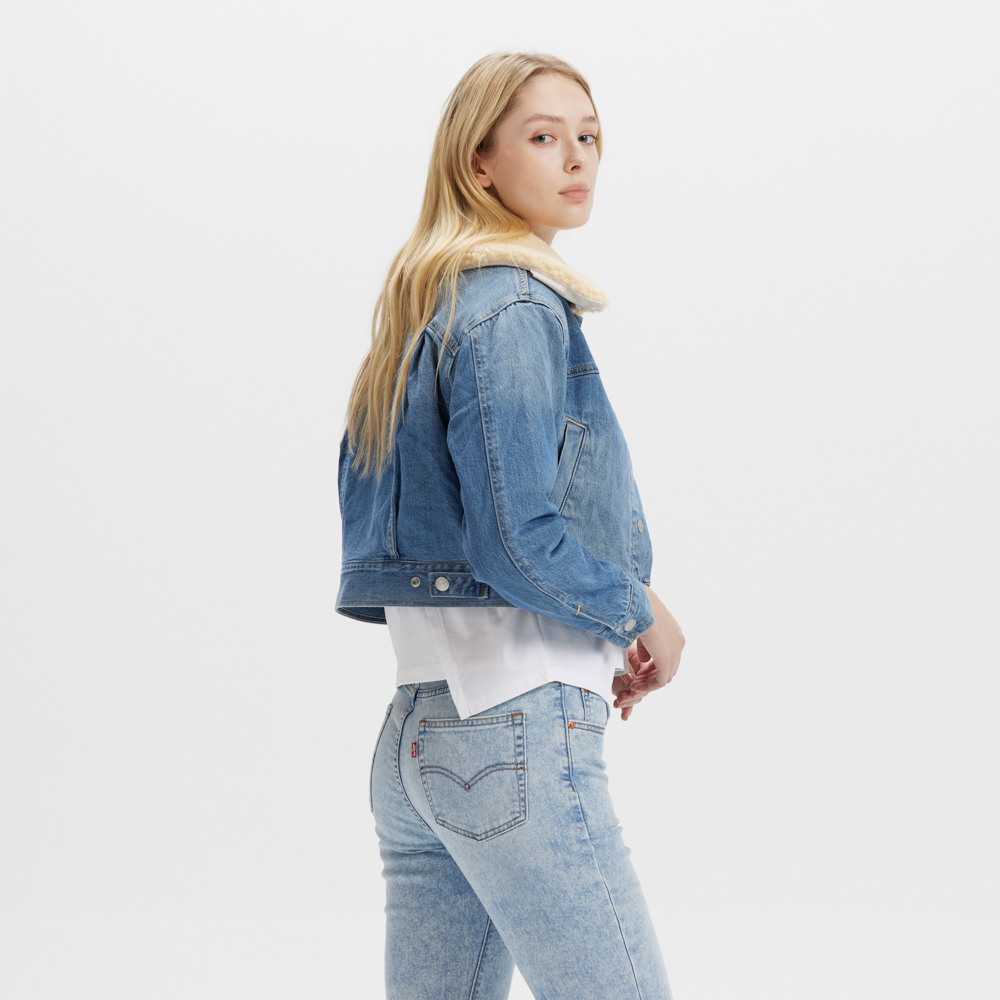 Levi's® Women's Warm Series Wool Collar Short Denim Jacket - 图片 4