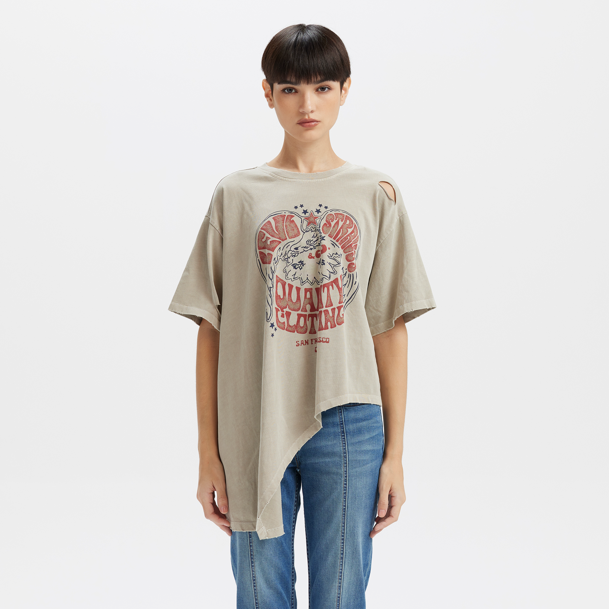 Levi's® Women's Distressed Design Printed Short Sleeve Tee
